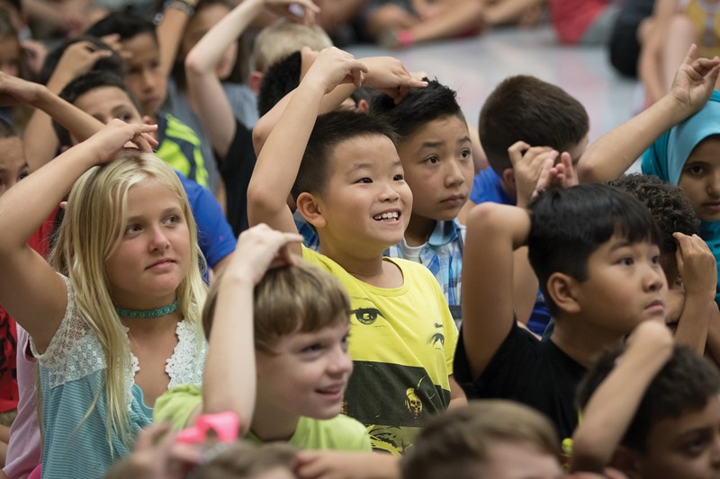 Students at an assembly